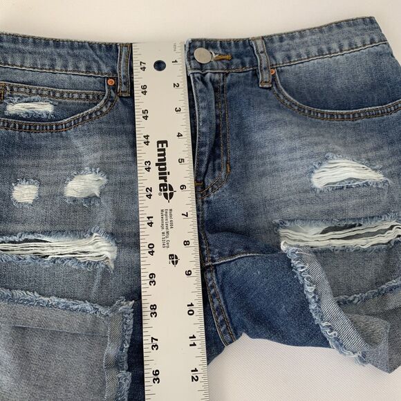 Billabong Coast Ryder Denim Shorts Women 27 Blue Distressed Raw Cuff Hem Beach - Picture 8 of 9